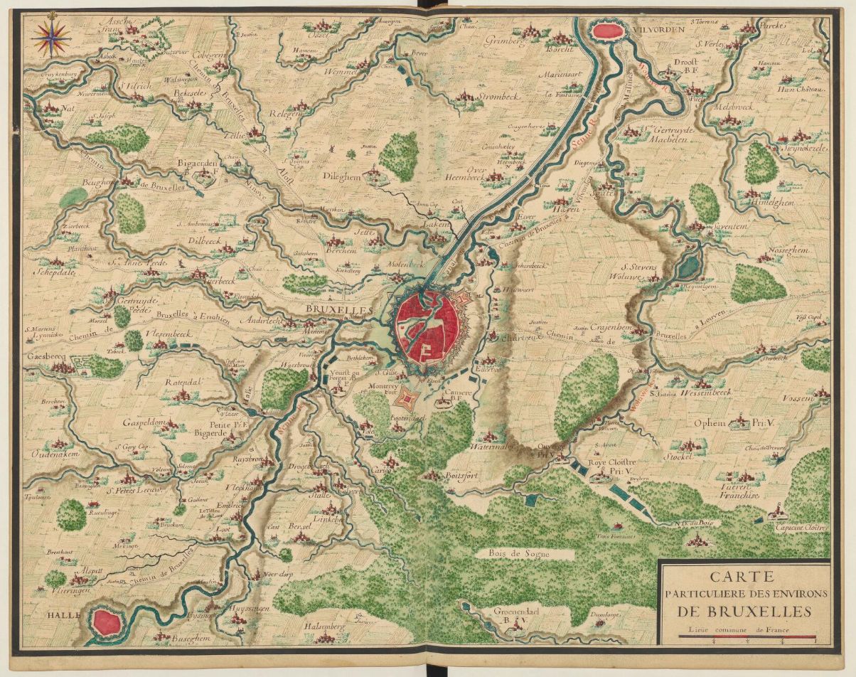 Fig. 1 'Carte particulière des environs de Bruxelles' around 1700 (BnF, Ge DD 4586-2)
